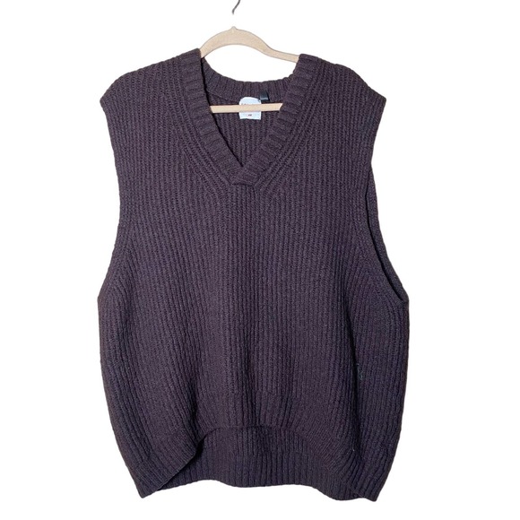 H&M x John Boyega knit wool-blend sweater vest brown sz Large - Picture 2 of 6